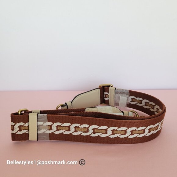 COACH Webbing Strap With Chain Stripe Print and Glovetanned Leather-Ivory multi⭐ - Picture 5 of 15